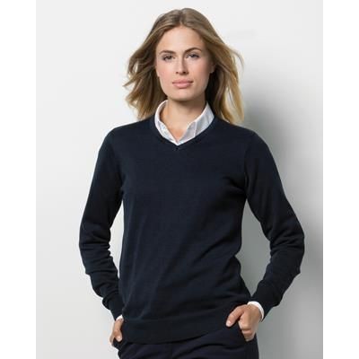 Branded Promotional KUSTOM KIT LADIES ARUNDEL V NECK SWEATER JUMPER Jumper From Concept Incentives.