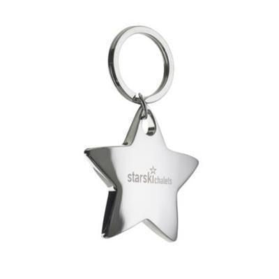 Branded Promotional STAR METAL KEYRING in Matt Silver Finish Keyring From Concept Incentives.