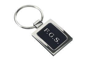 Branded Promotional DEVON METAL KEYRING in Silver & Black Keyring From Concept Incentives.