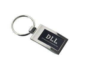 Branded Promotional CALGARI METAL KEYRING in Silver & Black Keyring From Concept Incentives.