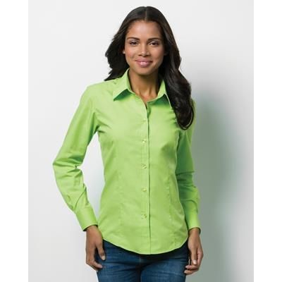 Branded Promotional KUSTOM KIT LADIES LONG SLEEVE WORKFORCE SHIRT Shirt From Concept Incentives.