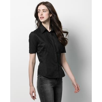 Branded Promotional KUSTOM KIT LADIES BAR SHIRT in Black Shirt From Concept Incentives.