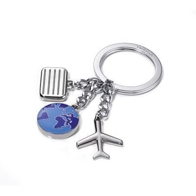 Branded Promotional TROIKA WELTENBUMMLER KEYRING with 3 Travel Charms Keyring From Concept Incentives.