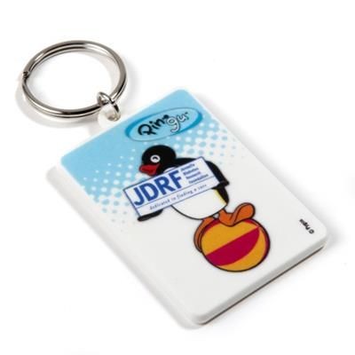 Branded Promotional RECYCLED 55mm Rectangular Keyring Keyring From Concept Incentives.