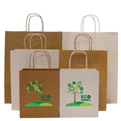 Branded Promotional HARDWICK A5 SMALL KRAFT PAPER BAG with Twisted Handles Carrier Bag From Concept Incentives.