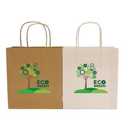 Branded Promotional HARDWICK A4 MEDIUM KRAFT PAPER BAG with Twisted Handles Carrier Bag From Concept Incentives.