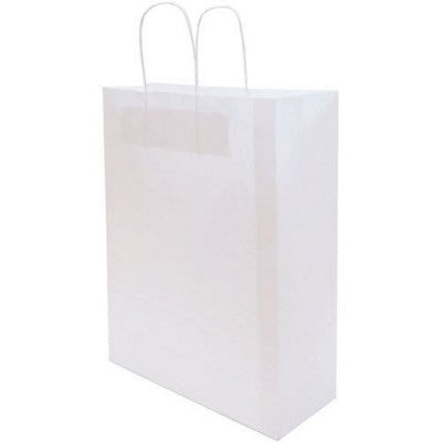 Branded Promotional HARDWICK LARGE WHITE KRAFT PAPER BAG with Twisted Paper Handles Carrier Bag From Concept Incentives.