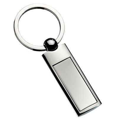 Branded Promotional EXCLUSIVE RECTANGULAR SILVER METAL INLAY KEYRING Keyring From Concept Incentives.