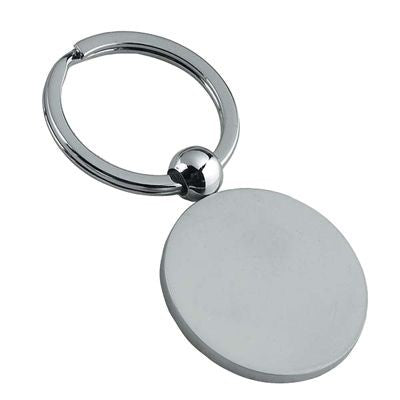 Branded Promotional LARGE ROUND MATT SILVER METAL KEYRING Keyring From Concept Incentives.