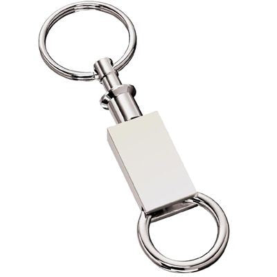 Branded Promotional RECTANGULAR DETACHABLE KEYRING in Silver Metal Keyring From Concept Incentives.