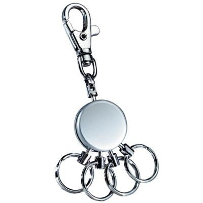 Branded Promotional ROUND MULTI KEYRING in Silver Metal with Carabiner Keyring From Concept Incentives.