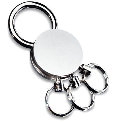 Branded Promotional ROUND MULTI KEYRING in Silver Metal with Clip Keyring From Concept Incentives.