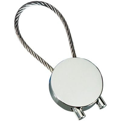 Branded Promotional ROUND CABLE KEYRING in Polished Silver Metal Finish Keyring From Concept Incentives.