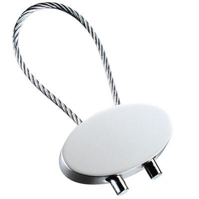 Branded Promotional OVAL CABLE KEYRING in Matt Silver Metal Finish Keyring From Concept Incentives.