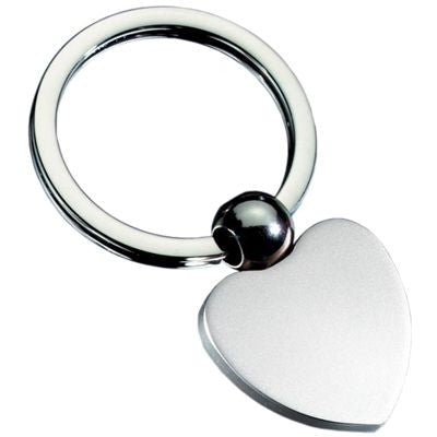 Branded Promotional HEART MATT SILVER METAL KEYRING Keyring From Concept Incentives.