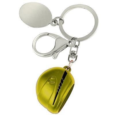 Branded Promotional LARGE MOTOR BICYCLE HELMET KEYRING in Yellow Keyring From Concept Incentives.