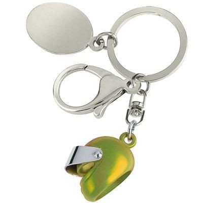 Branded Promotional SMALL MOTOR BICYCLE HELMET KEYRING in Yellow Keyring From Concept Incentives.