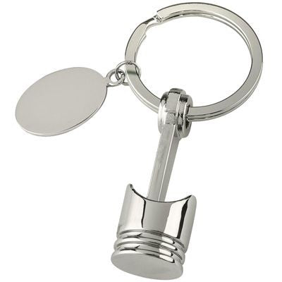 Branded Promotional PISTON AND CRANK SILVER METAL KEYRING Keyring From Concept Incentives.