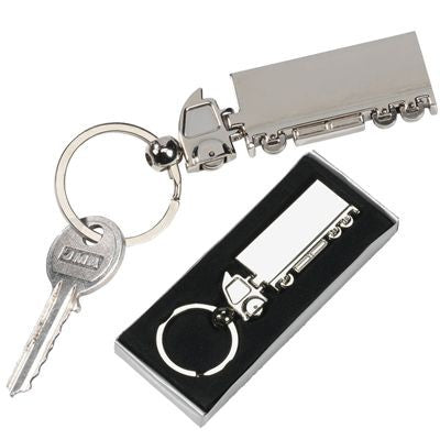 Branded Promotional LORRY TRUCK SILVER METAL KEYRING Keyring From Concept Incentives.