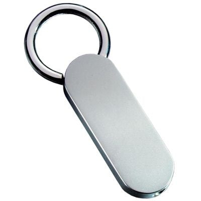 Branded Promotional CLASSIC RECTANGULAR MATT SILVER METAL KEYRING with Round Ring Keyring From Concept Incentives.