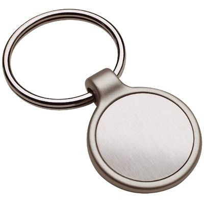 Branded Promotional ROUND MATT SILVER METAL INLAY KEYRING Keyring From Concept Incentives.