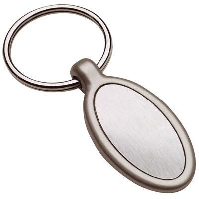 Branded Promotional ELLIPSE MATT SILVER METAL INLAY KEYRING Keyring From Concept Incentives.