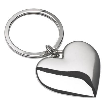 Branded Promotional SILVER CHROME METAL LOVE HEART KEYRING Keyring From Concept Incentives.