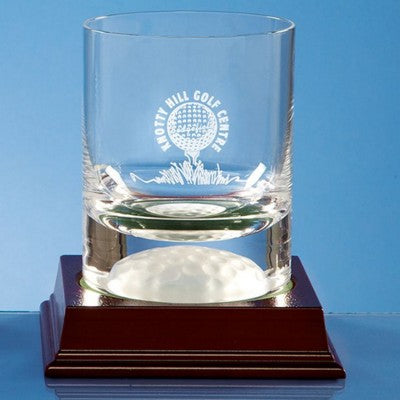 Branded Promotional 10OZ CRYSTAL GLASS GOLF BALL WHISKY TUMBLER AWARD Award From Concept Incentives.