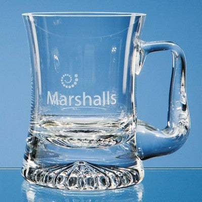 Branded Promotional SMALL CURVE STAR BASE GLASS BEER TANKARD Beer Glass From Concept Incentives.
