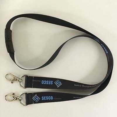 Branded Promotional FLAT POLYESTER LANYARD DOUBLE-ENDED with Safety Break Lanyard From Concept Incentives.