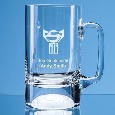 Branded Promotional HALF PT HANDMADE FOOTBALL BASE BEER TANKARD Beer Glass From Concept Incentives.