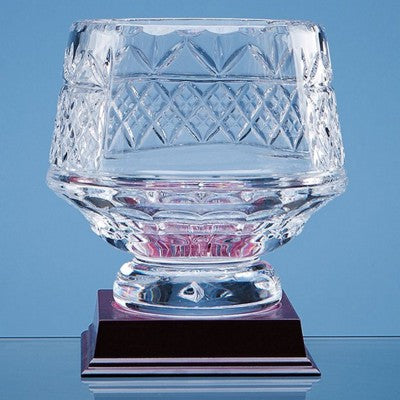 Branded Promotional 14CM LEAD CRYSTAL PANELLED HEELED BOWL Bowl From Concept Incentives.