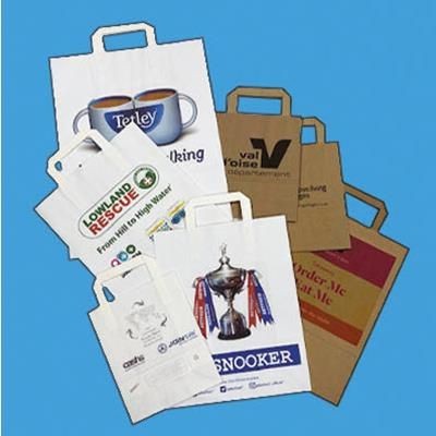 Branded Promotional LARGE TAPE HANDLE KRAFT PAPER BAG Carrier Bag From Concept Incentives.