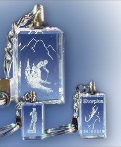 Branded Promotional CRYSTAL KEYRING with 3D LASER IMAGE ENGRAVED IN CENTRE Keyring From Concept Incentives.