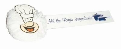 Branded Promotional CHEF MOPHEAD BUG with Full Colour Printed Ribbon Advertising Bug From Concept Incentives.