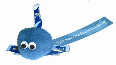 Branded Promotional AEROPLANE LOGO BUG with Full Colour Printed Ribbon Advertising Bug From Concept Incentives.