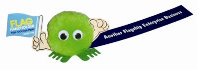 Branded Promotional FLAG HANDHOLDER LOGO BUG with Full Colour Printed Ribbon Advertising Bug From Concept Incentives.