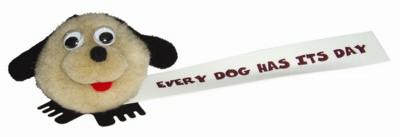 Branded Promotional DOG LOGO BUG with Full Colour Printed Ribbon Advertising Bug From Concept Incentives.