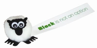 Branded Promotional SHEEP LOGO BUG with Full Colour Printed Ribbon Advertising Bug From Concept Incentives.