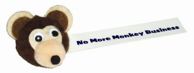 Branded Promotional MONKEY LOGO BUG with Full Colour Printed Ribbon Advertising Bug From Concept Incentives.