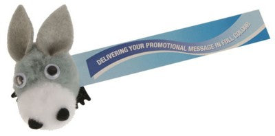 Branded Promotional DONKEY LOGOBUG with Full Colour Printed Ribbon Advertising Bug From Concept Incentives.