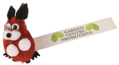 Branded Promotional RED SQUIRREL LOGOBUG with Full Colour Printed Ribbon Advertising Bug From Concept Incentives.