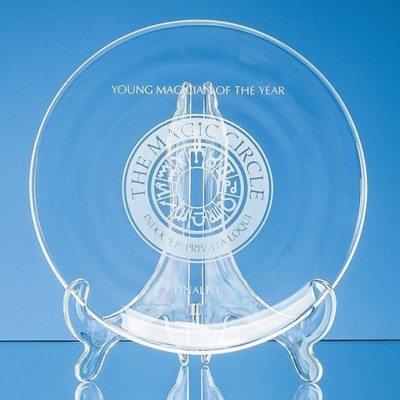 Branded Promotional SMALL CLEAR TRANSPARENT GLASS PLATE STAND Award Base From Concept Incentives.