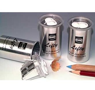 Branded Promotional LEFTY DOUBLE ALUMINIUM CAN PENCIL SHARPENER in Silver Finish Pencil Sharpener From Concept Incentives.