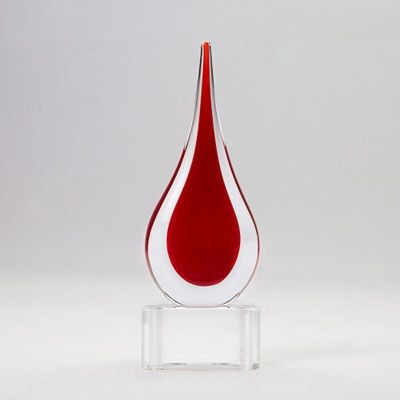 Branded Promotional RED TEAR DROP ON BASE AWARD Award From Concept Incentives.