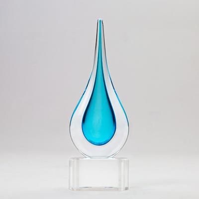 Branded Promotional LIGHT BLUE TEAR DROP ON BASE AWARD Award From Concept Incentives.