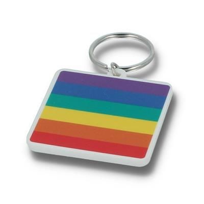 Branded Promotional PRIDE 45MM SQUARE KEYRING Keyring From Concept Incentives.