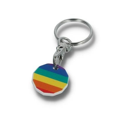 Branded Promotional PRIDE 12 SIDED ¬£1 TROLLEY COIN KEYRING Keyring From Concept Incentives.