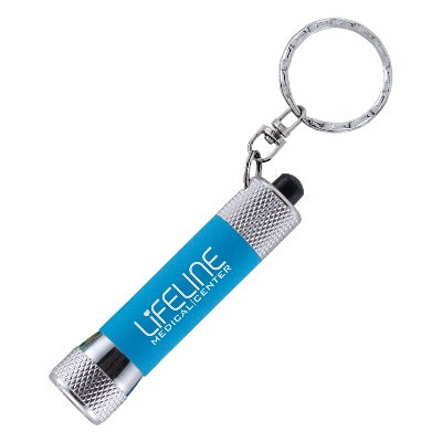 Branded Promotional MCQUEEN SOFT-TOUCH KEYRING in Cyan Torch from Concept Incentives