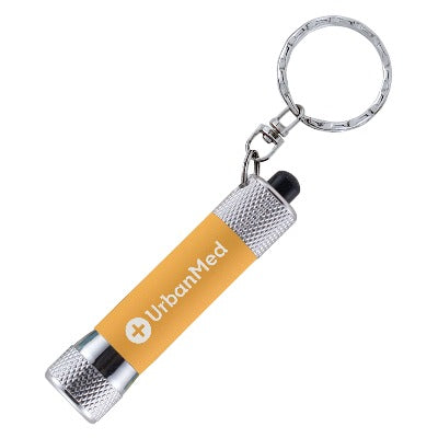 Branded Promotional MCQUEEN SOFT-TOUCH KEYRING in Yellow Torch from Concept Incentives